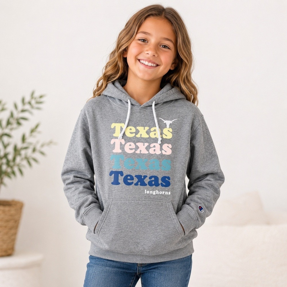 Champion Texas Longhorns Hoodie‎ Girls Size Small Gray Graphic High-Low Pullover